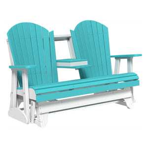 4 ft and 5ft Adirondack Glider Outdoor Glider 5ft / Aruba Blue & White