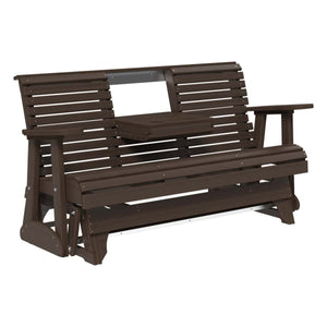 5ft Plain Poly Glider Chair Outdoor Glider 5ft / Brazilian Walnut & Black
