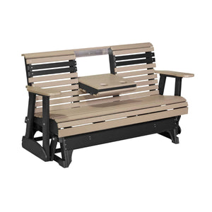 5ft Plain Poly Glider Chair Outdoor Glider 5ft / Weatherwood & Black