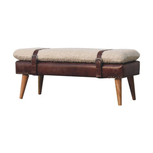 Boucle x Mahogany Leather Bench Bench