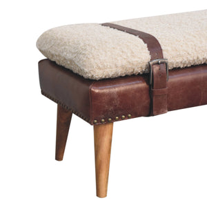 Boucle x Mahogany Leather Bench Bench