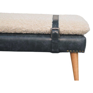 Boucle x Olive Green Leather Bench Bench