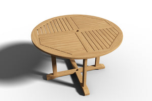 Abel 47.25-inch Round Teak Outdoor Dining Table with Umbrella Hole Dining Table