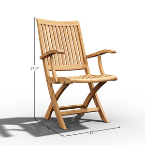 Abel 5-Piece Round Teak Outdoor Dining Set with Folding Armchair Outdoor Dining Set