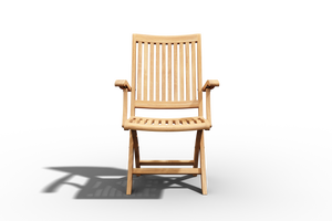Abel 5-Piece Round Teak Outdoor Dining Set with Folding Armchair Outdoor Dining Set