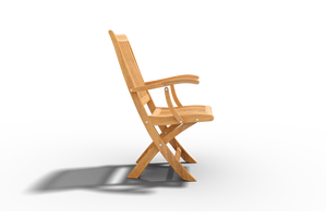 Abel 5-Piece Round Teak Outdoor Dining Set with Folding Armchair Outdoor Dining Set