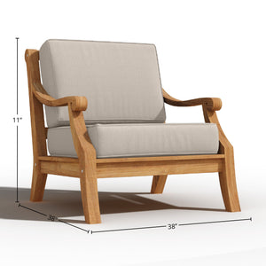 Adrien 4-Piece Teak Outdoor Patio Deep Seating Set with Sunbrella Antique Beige Cushions Outdoor deep seating