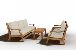 Adrien 4-Piece Teak Outdoor Patio Deep Seating Set with Sunbrella Canvas Cushions Outdoor deep seating