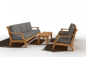 Adrien 4-Piece Teak Outdoor Patio Deep Seating Set with Sunbrella Charcoal Cushions Outdoor deep seating