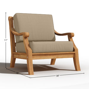 Adrien 4-Piece Teak Outdoor Patio Deep Seating Set with Sunbrella Fawn Cushions Outdoor deep seating