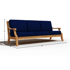 Adrien 4-Piece Teak Outdoor Patio Deep Seating Set with Sunbrella Navy Cushions Outdoor deep seating