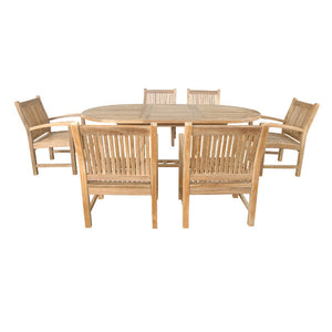 Bahama Sahara Armchair 7-Pieces 87" Oval Dining Set Dining Set
