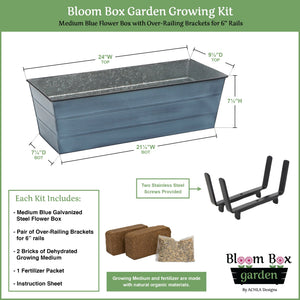 Bloom Box Garden Growing Kit with Brackets for 2 x 6 Railings Flower Box Brackets