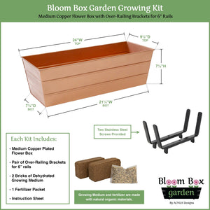 Bloom Box Garden Growing Kit with Brackets for 2 x 6 Railings Flower Box Brackets