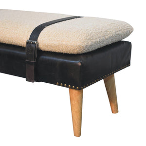 Bouclé Buffalo Hide Black Leather Bench Bench