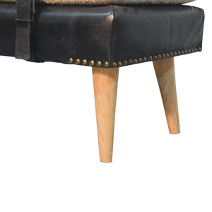 Boucle Buffalo Hide Leather Bench Bench