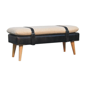 Boucle Buffalo Hide Leather Bench Bench