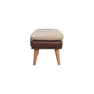 Boucle x Mahogany Leather Bench Bench