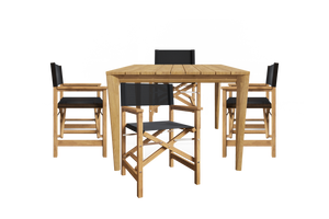 Cateline 5-Piece Square Teak Outdoor Dining Set in Black with Folding Armchairs Outdoor Dining Set