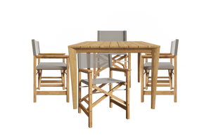 Cateline 5-Piece Square Teak Outdoor Dining Set in Taupe with Folding Armchairs Outdoor Dining Set