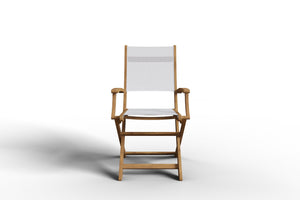 Cateline 7-Piece Rectangular Teak Outdoor Dining Set in White with Folding Armchairs Outdoor Dining Set