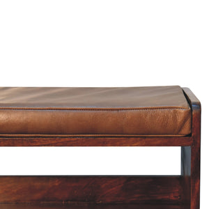 Chestnut Bench with Brown Leather Seatpad Bench