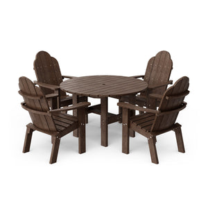 Classic 5-Piece 46" Round Dining Set with Deck Chairs Dining Set