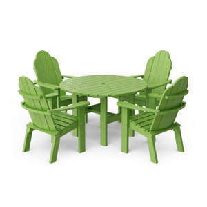 Classic 5-Piece 46" Round Dining Set with Deck Chairs Dining Set