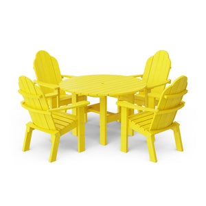 Classic 5-Piece 46" Round Dining Set with Deck Chairs Dining Set