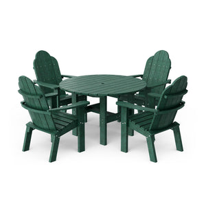 Classic 5-Piece 46" Round Dining Set with Deck Chairs Dining Set