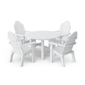 Classic 5-Piece 46" Round Dining Set with Deck Chairs Dining Set