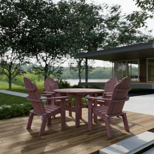Classic 5-Piece 46" Round Dining Set with Deck Chairs Dining Set