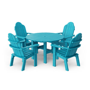 Classic 5-Piece 46" Round Dining Set with Deck Chairs Dining Set