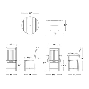 Classic 5-Piece 46" Round Dining Set with Dining Chairs Dining Set