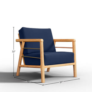 Daniele 4-Piece Teak Outdoor Patio Deep Seating Set with Sunbrella Navy Cushion Outdoor Seating