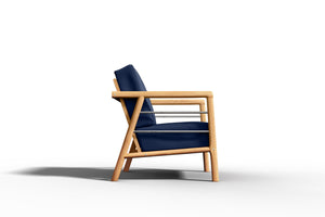 Daniele 4-Piece Teak Outdoor Patio Deep Seating Set with Sunbrella Navy Cushion Outdoor Seating