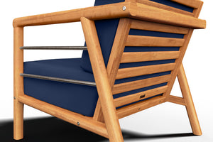 Daniele 4-Piece Teak Outdoor Patio Deep Seating Set with Sunbrella Navy Cushion Outdoor Seating