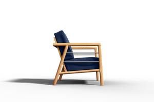 Daniele 4-Piece Teak Outdoor Patio Deep Seating Set with Sunbrella Navy Cushion Outdoor Seating