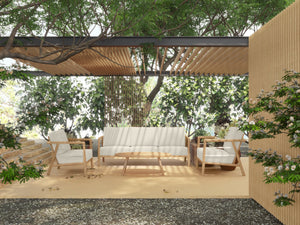 Daniele Teak Outdoor Club Chair with Sunbrella Canvas Cushion Outdoor Chair
