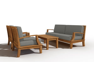 Eliane 4-Piece Teak Outdoor Patio Deep Seating Set with Sunbrella Charcoal Cushions Outdoor deep seating