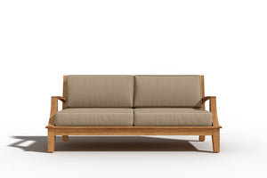 Eliane 4-Piece Teak Outdoor Patio Deep Seating Set with Sunbrella Fawn Cushions Outdoor deep seating