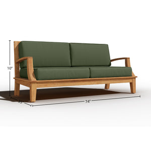 Eliane 4-Piece Teak Outdoor Patio Deep Seating Set with Sunbrella Fern Green Cushions Outdoor deep seating