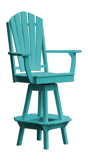Fanback Swivel Counter Chair with Arms Outdoor Table Aruba Blue