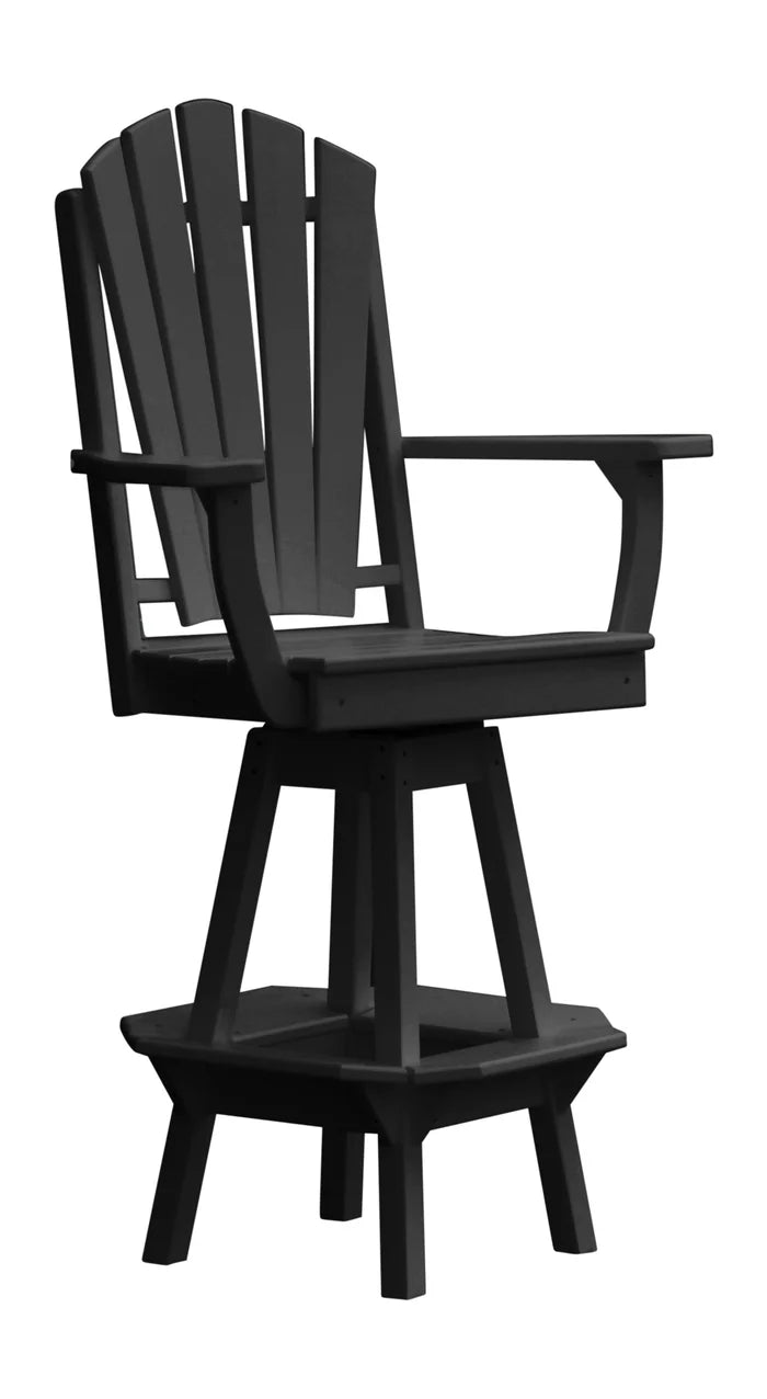 Fanback Swivel Counter Chair with Arms Outdoor Table Black Paint