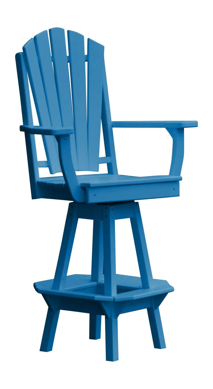 Fanback Swivel Counter Chair with Arms Outdoor Table Blue