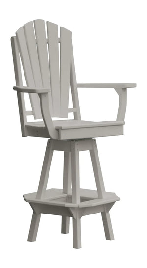 Fanback Swivel Counter Chair with Arms Outdoor Table Light Gray