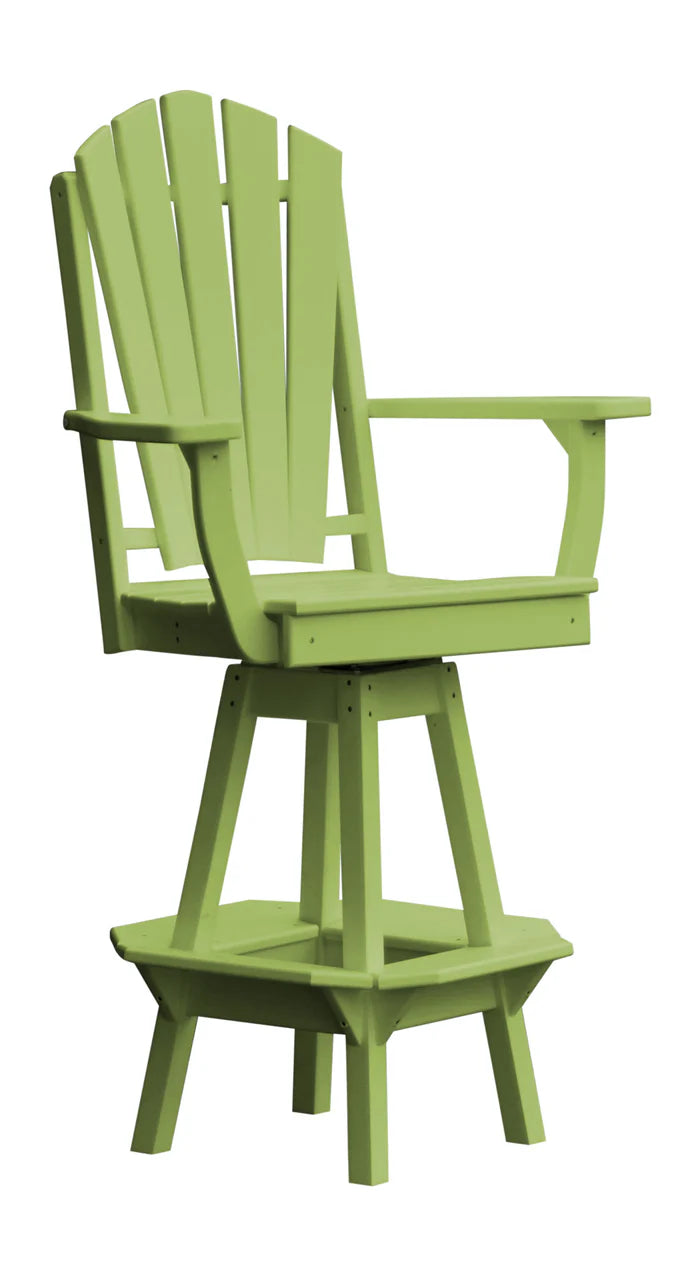 Fanback Swivel Counter Chair with Arms Outdoor Table Tropical Lime