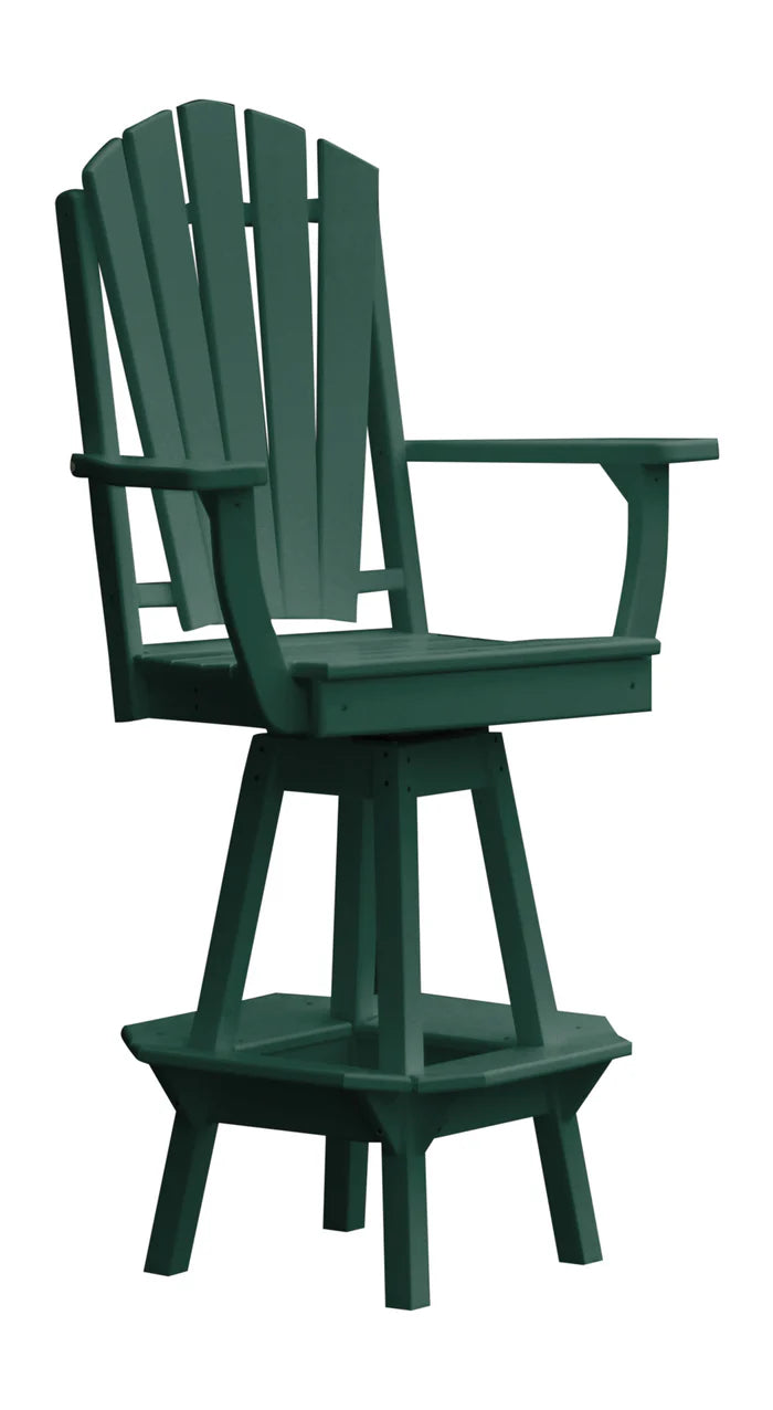 Fanback Swivel Counter Chair with Arms Outdoor Table Turf Green
