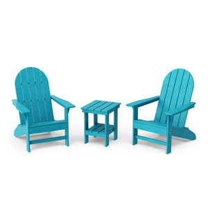 Freedom 3-Piece Traditional Adirondack Set with Side Table outdoor furniture Aruba Blue