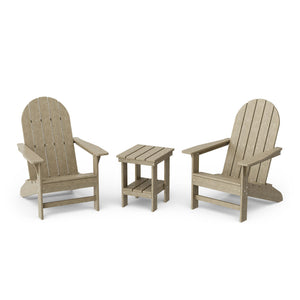 Freedom 3-Piece Traditional Adirondack Set with Side Table outdoor furniture Weathered Wood